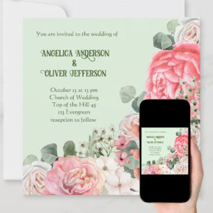 Elégante invitation de mariage Aquarelle fleurs