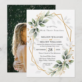 Élégante invitation de mariage au eucalyptus vert