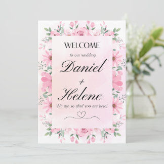 Elégante invitation de mariage avec fleurs roses