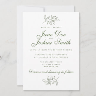 Elégante invitation de mariage avec verdure