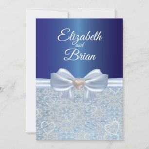 Élégante invitation de mariage bleu royal