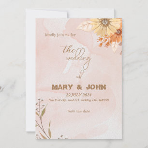 Élégante invitation de mariage bohème chic florale