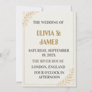 Élégante invitation de mariage botanique
