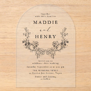Élégante invitation de mariage en acrylique floral