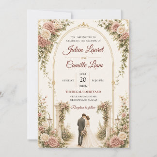Élégante invitation de mariage florale à l'aquarel