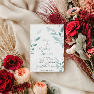 Élégante invitation de mariage florale bleue pouss