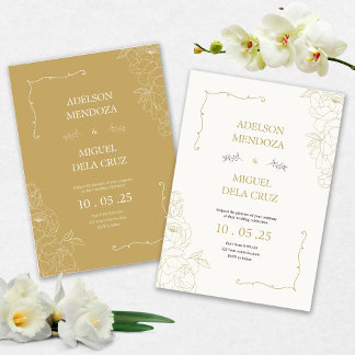 Élégante invitation de mariage florale et minimali