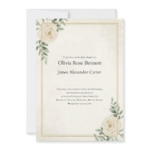 Élégante invitation de mariage florale ivoire avec
