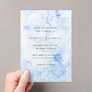 Élégante invitation de mariage moderne bleu à cons