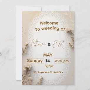 Élégante invitation de mariage neutre en marron et