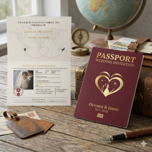 élégante invitation de mariage passeport
