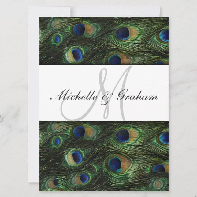 Elégante invitation de mariage Peacock (Devant)