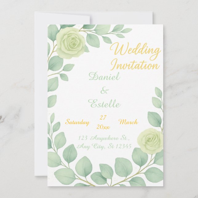 Elégante invitation de mariage personnalisée avec  (Dos)