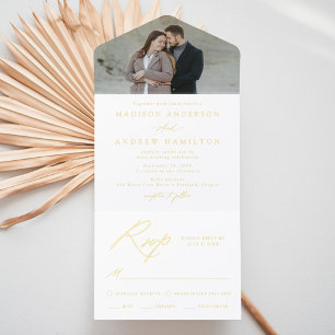 Élégante invitation de mariage photo avec calligra