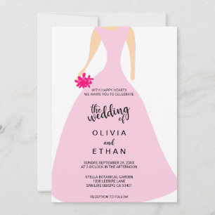 Élégante invitation de mariage rose chic fleur