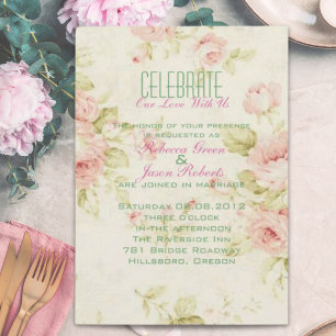 élégante invitation de mariage vintage florale ros