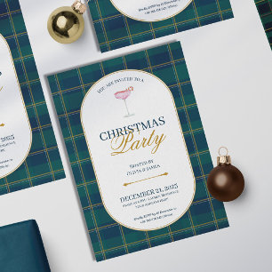 Élégante invitation de Noël à carreaux tartan vint
