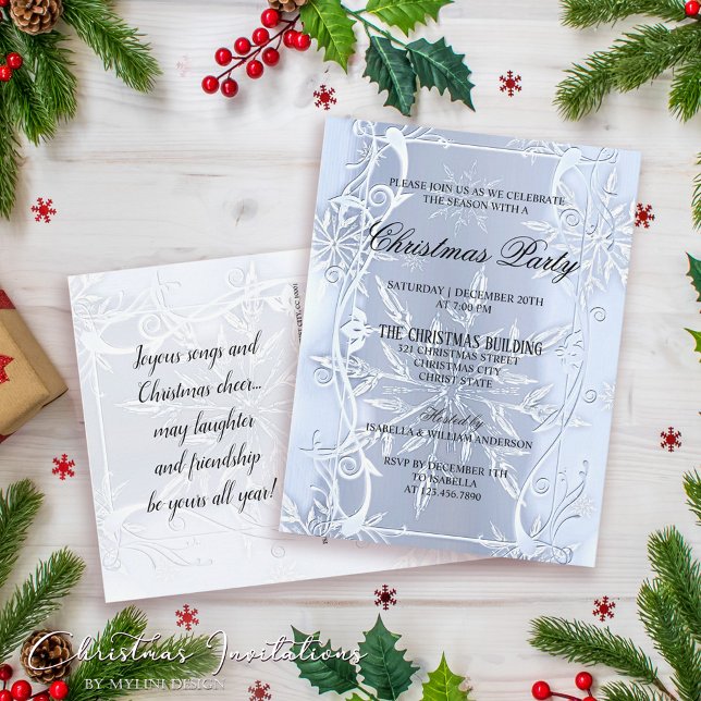 Élégante Invitation de Noël en cristal d'argent (Créateur téléchargé)