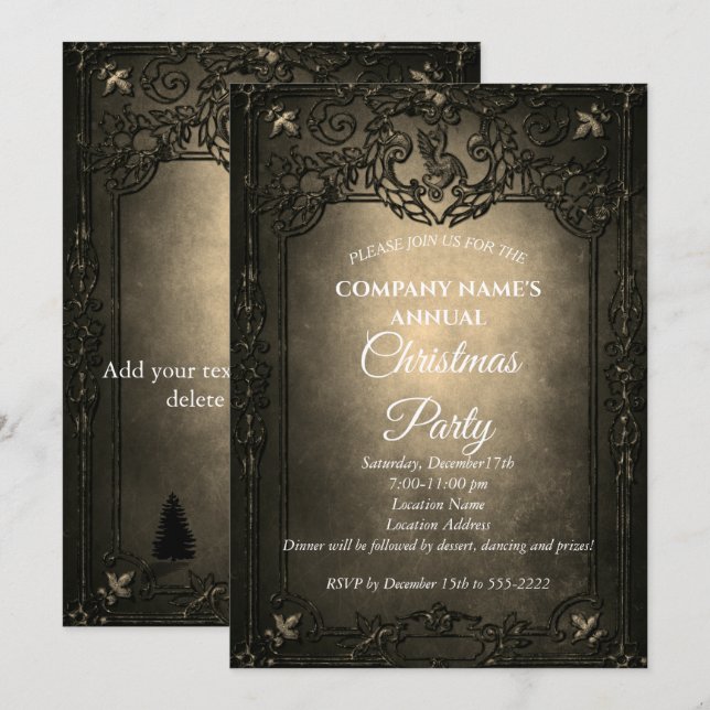 Elégante invitation de Noël gothique (Devant / Derrière)