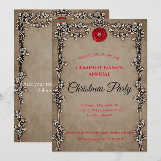 Elégante invitation de Noël gothique (Devant / Derrière)