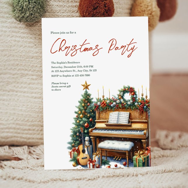 Élégante invitation de Noël Piano Party (Créateur téléchargé)