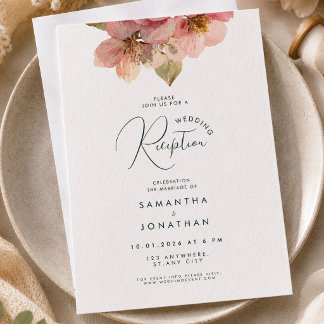 Élégante invitation de réception florale rose cora