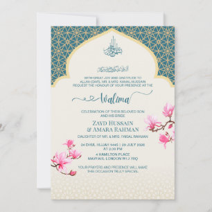 Élégante invitation de Walima sarcelle profonde av