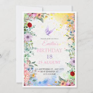 Élégante invitation florale 18e anniversaire avec