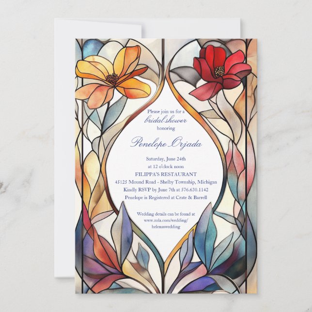 Elégante Invitation Florale Douche nuptiale (Devant)