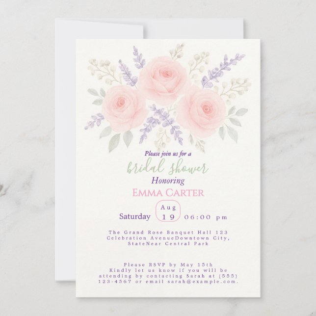 Elégante Invitation Florale Douche nuptiale (Devant)