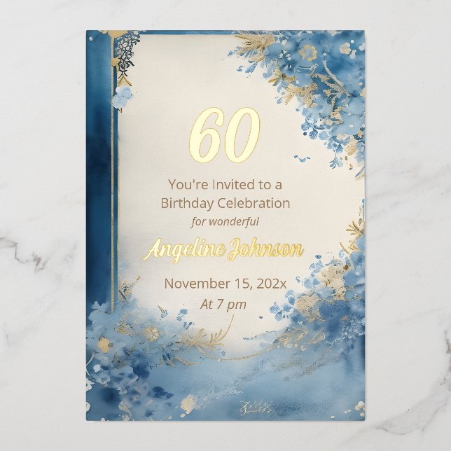 Élégante Invitation Foil 60e anniversaire (Recto)