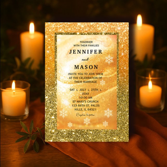 Elégante invitation Gold | Parties scintillant et  (#weddingstationery #fall #weddinginvitation #autumnwedding #gardenweddinginvite #candlelightwedding)