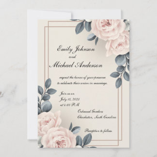 Elégante Invitation Mariage Avec Fleurs
