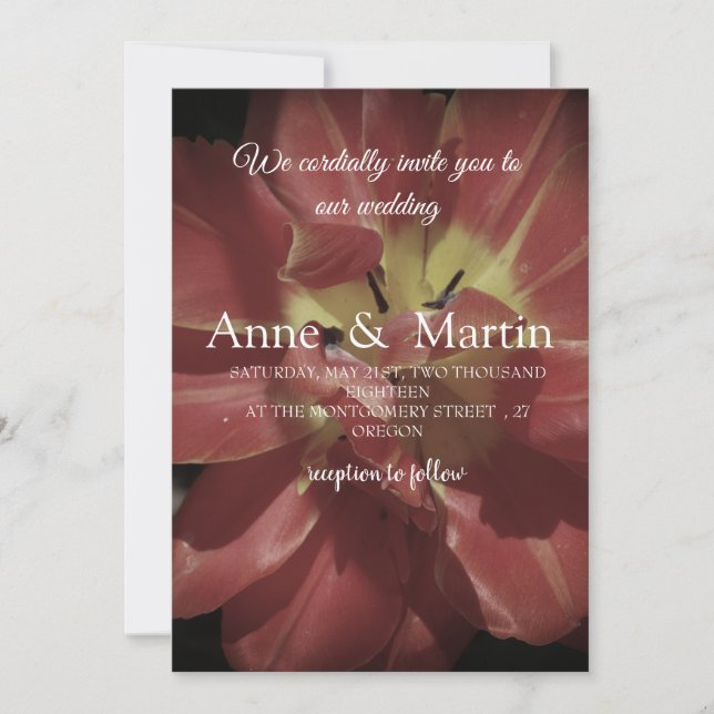 Élégante invitation mariage Tulip Flower (Devant)