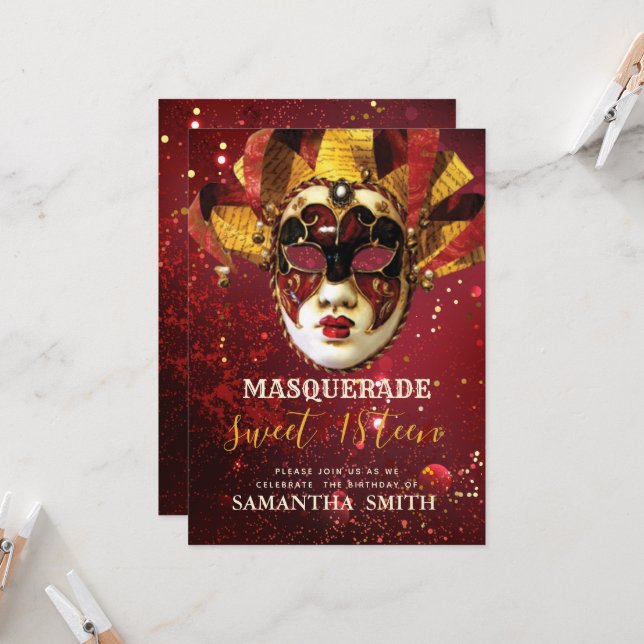 Elégante Invitation Masquerade (Devant/Arrière en situation)