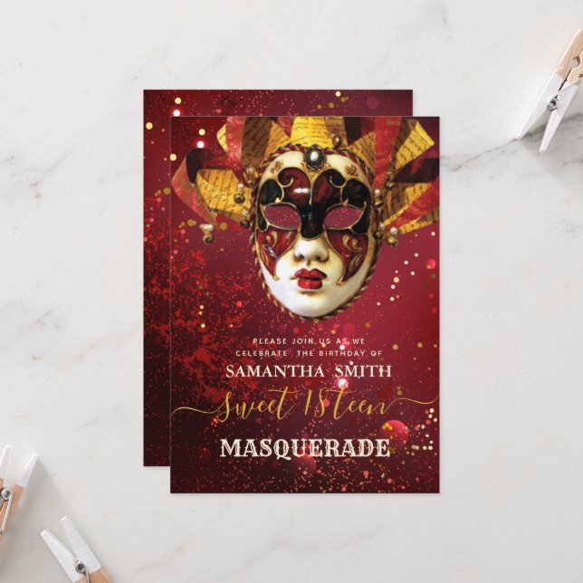 Elégante Invitation Masquerade (Devant/Arrière en situation)
