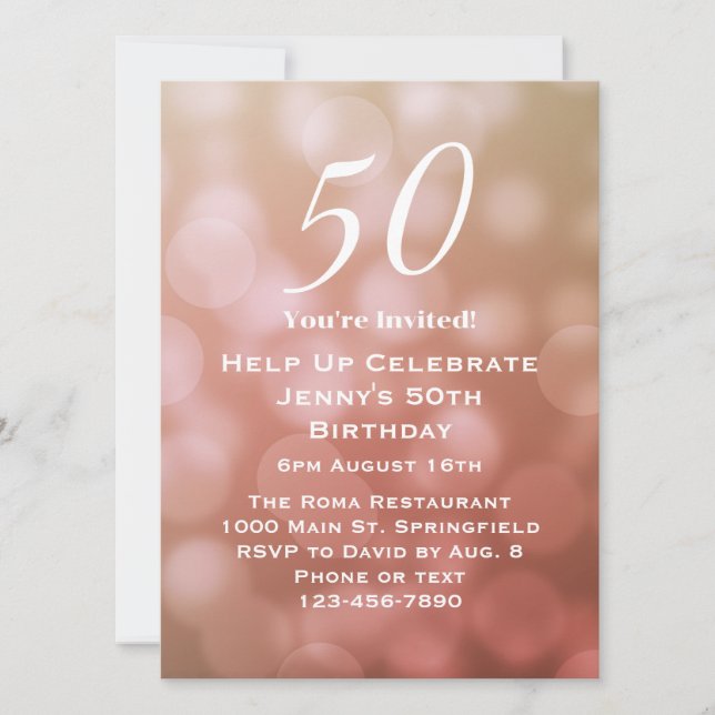 Élégante invitation pour le 50e anniversaire en ro (Devant)