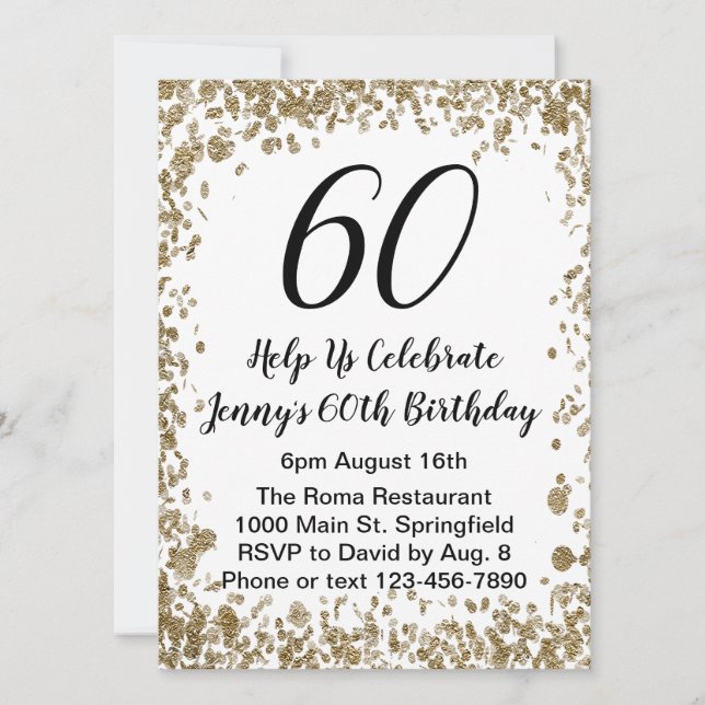 Élégante invitation pour son 60e anniversaire en o (Devant)