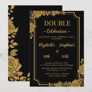 Élégante Invitation Soiree double anniversaire