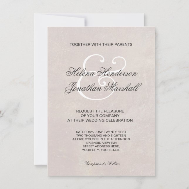 Elégante invitation toscane Mariage damassé (Dos)