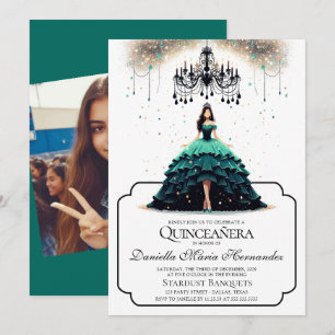 Elégante Invitation Turquoise Quinceañera