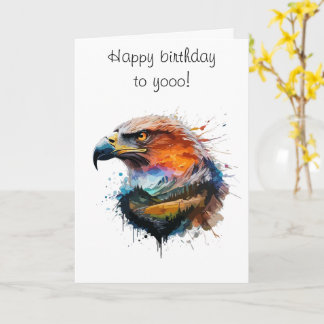 Elégante joyeuse carte d'anniversaire pour l'aigle