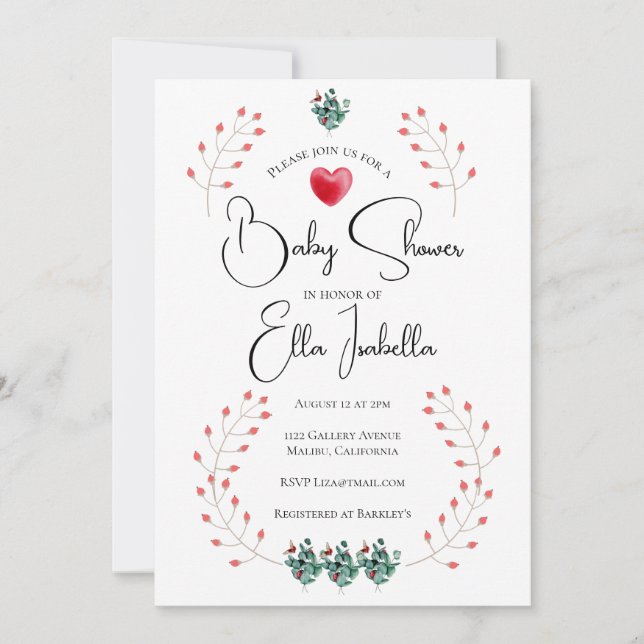 Élégante Lady Bug Floral Baby shower Invitation (Devant)