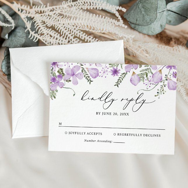 Élégante Lavande Florale Mariage carte RSVP (Créateur téléchargé)