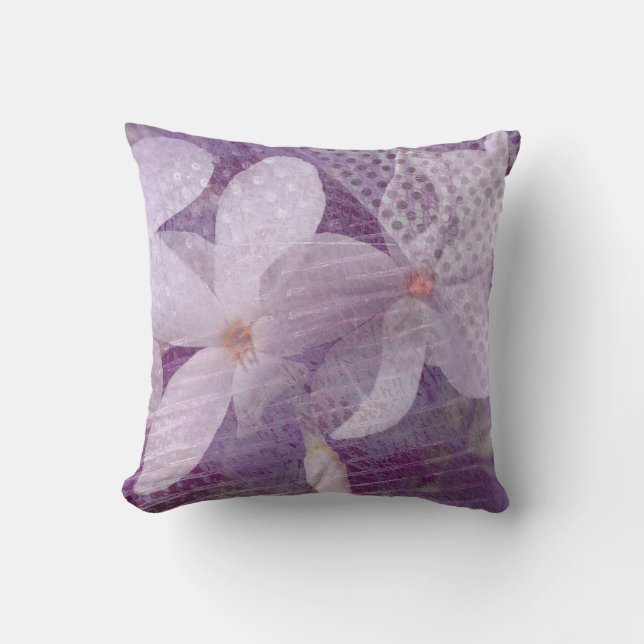 Élégante Lavande Violette Photo Oreiller Floral (Recto)