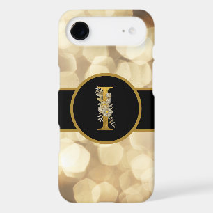 Élégante lettre Monogramme noir et or "I"