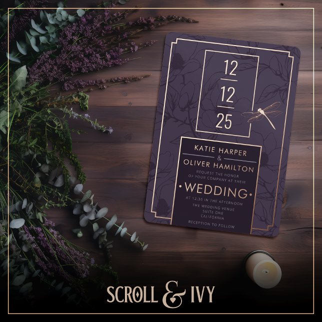 Élégante libellule & Invitation florale moderne (Créateur téléchargé)