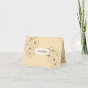 Elégante Ligne de crayon Dessin Fleurs Crème Merci