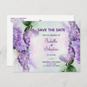 Elégante Lilac Fleurs mariage Enregistrer la carte