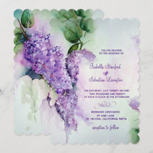 Elégante Lilac Fleurs Mariage Invitations